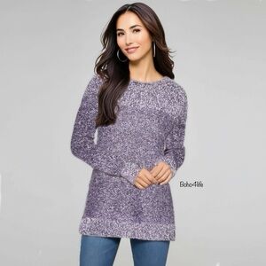Fate Womens Pullover Sweater Purple Color Block Long Sleeve Boat Neck Knit M